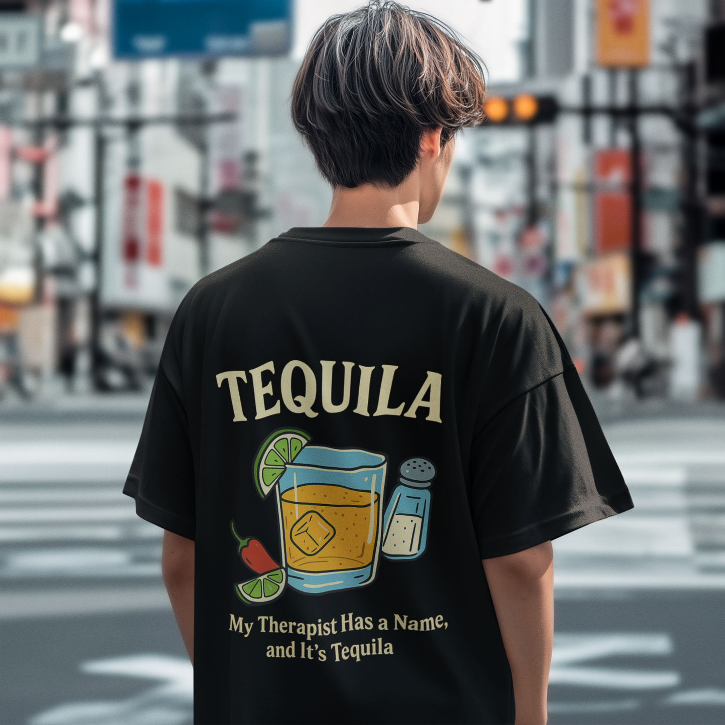 Tequila Oversized T - Shirt - 100% Cotton Graphic Tee