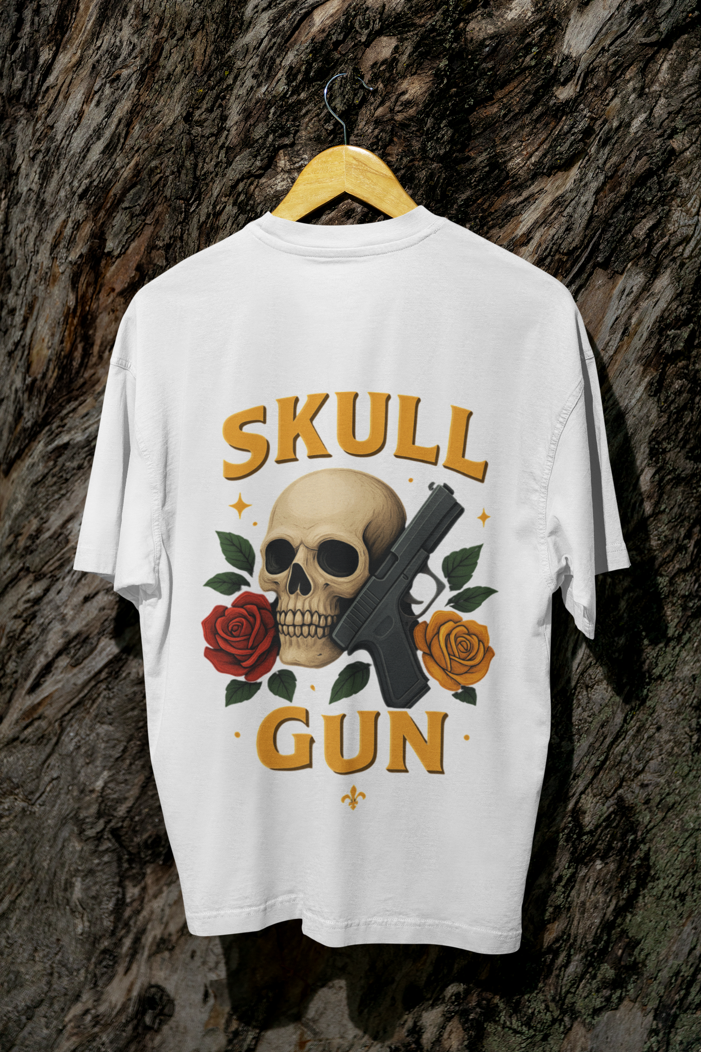 Skull Gun Oversized T - Shirt - 100% Cotton Graphic Tee