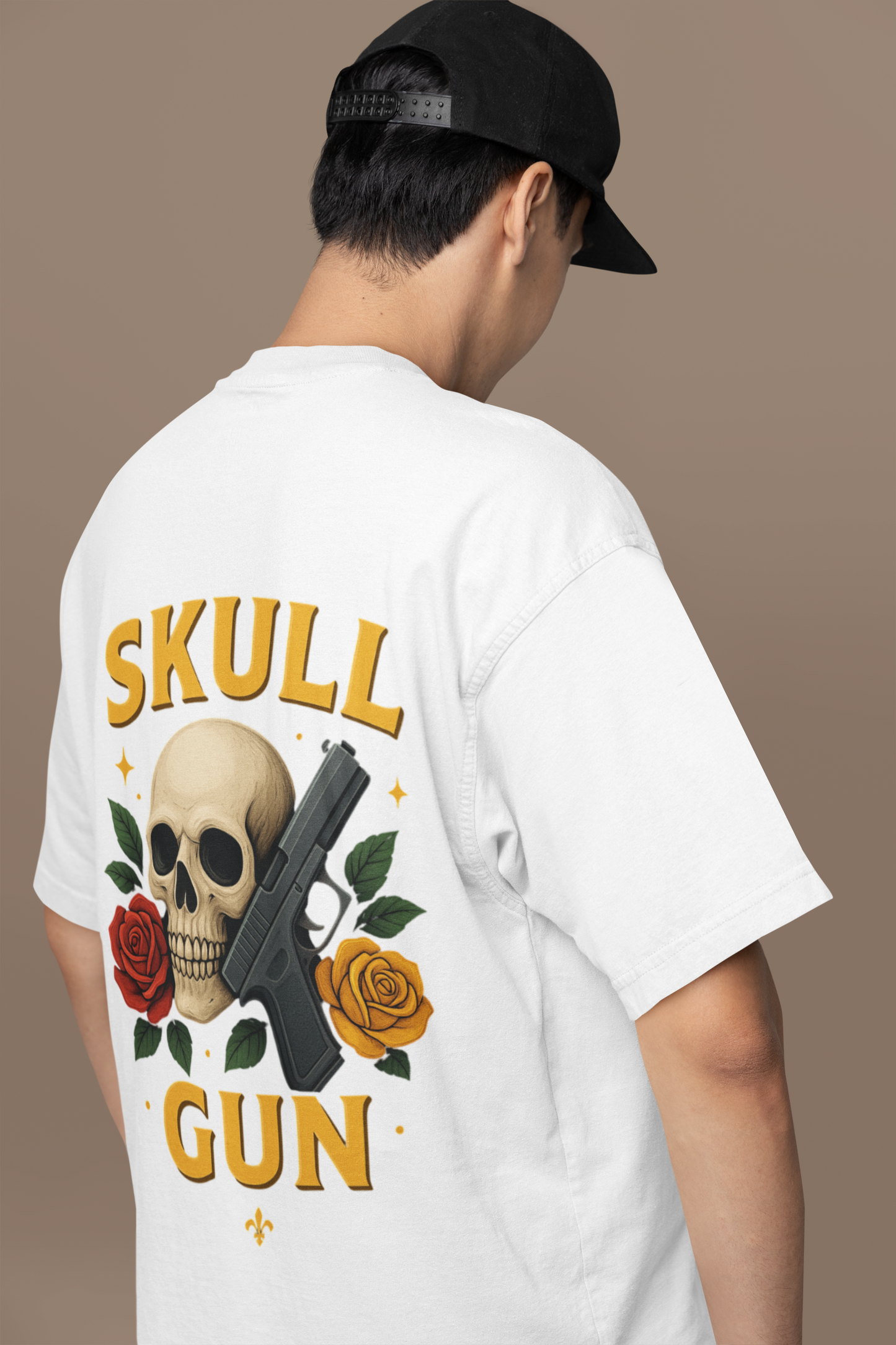 Skull Gun Oversized T - Shirt - 100% Cotton Graphic Tee